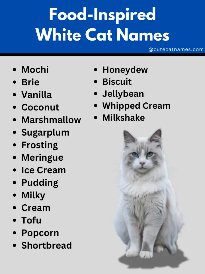 Food-Inspired White Cat Names